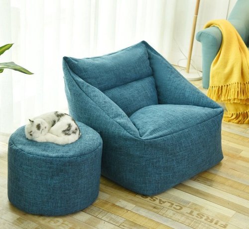 Teal Drop Zitzak met Footstool