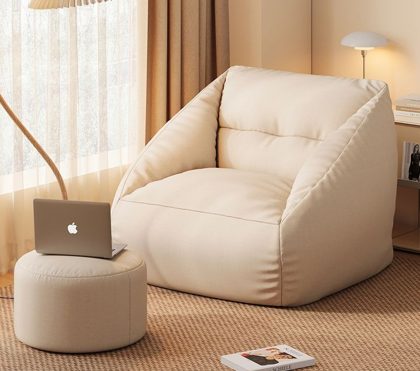 Witte Drop Zitzak met Footstool